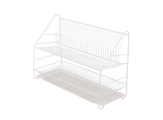 Suszarka do naczyń 2-poziomowa 50 cm biała z tacką