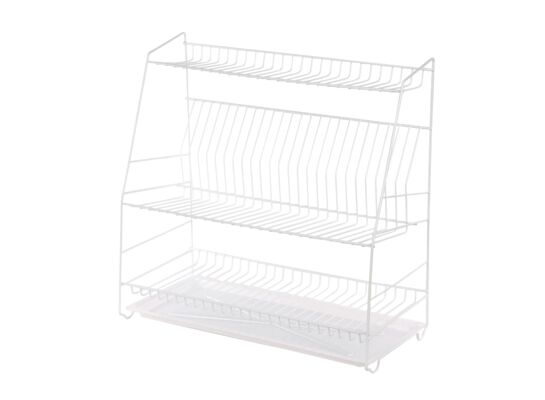 Suszarka do naczyń 3-poziomowa 50 cm biała z tacką