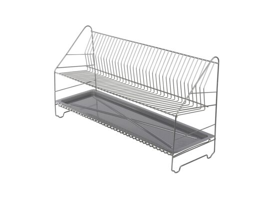 Suszarka do naczyń 2-poziomowa 80 cm srebrna z tacką
