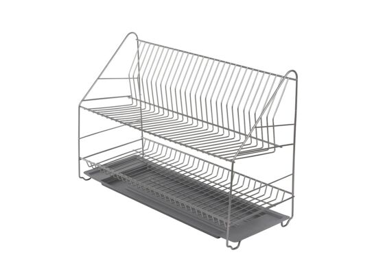 Suszarka do naczyń 2-poziomowa 60 cm srebrna z tacką