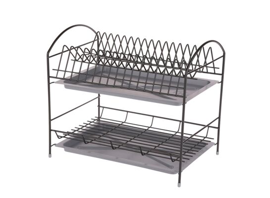Suszarka do naczyń 2-poziomowa 40 cm czarna z tacką