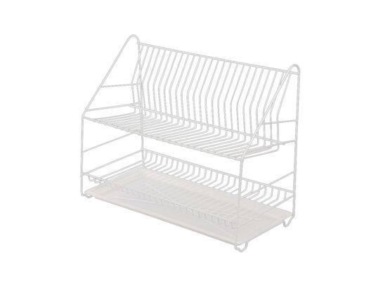 Suszarka do naczyń 2-poziomowa 60 cm biała z tacką