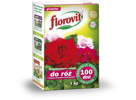 Nawóz długodziałający nawóz do róż i innych krzewów kwitnących 100 dni karton 1 kg Florovit