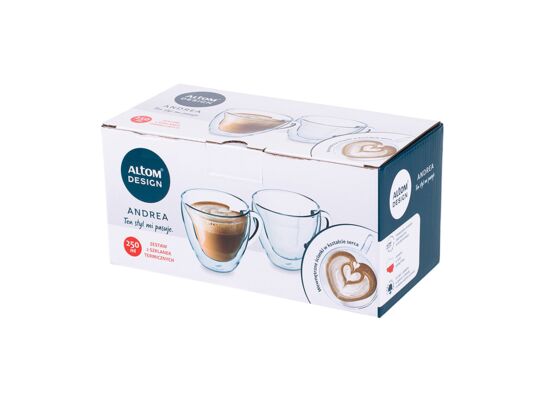 Komplet 2 kubków termicznych z sercem ANDREA 250 ml