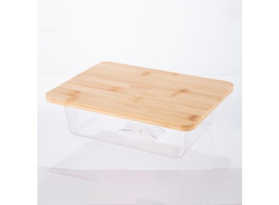 Patera bambusowa z kloszem plastikowym 25 x 19,5 x 7,5 cm